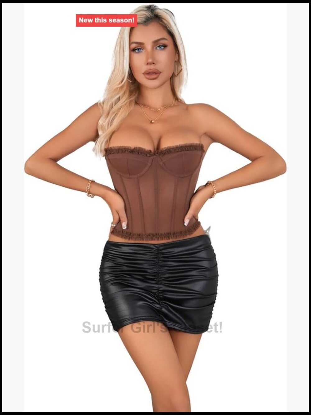 Women's Strapless Lace Corset Top Sheer Mesh Boned Waist Cincher Bustier
